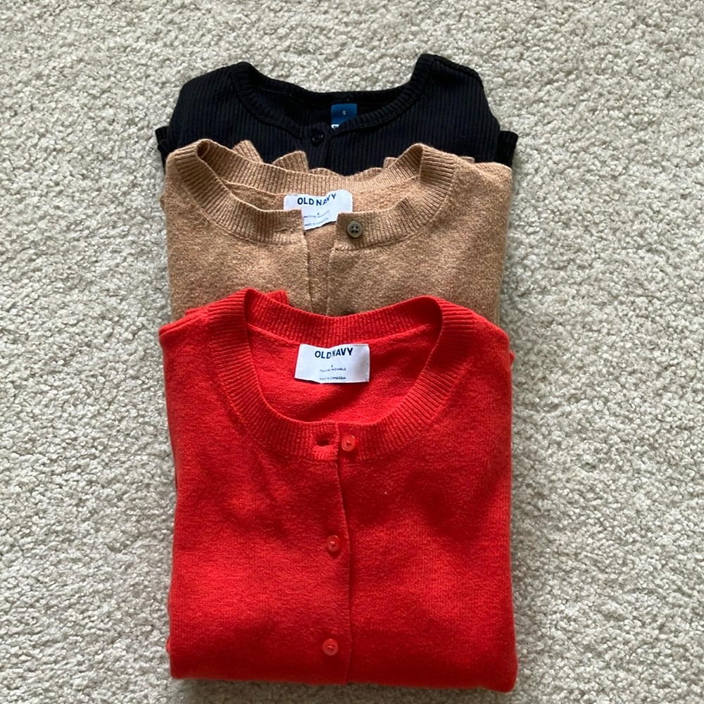 Bundle | 3 Old Navy Cardigans |  Red, Tan, Black | Small